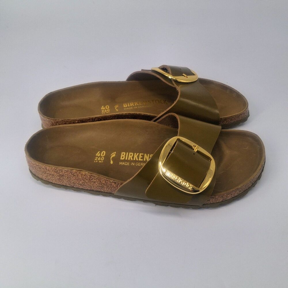 Birkenstock Madrid Big Buckle High Shine Mud Green Patent Leather Size 40 L9 - Picture 8 of 8